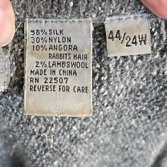 Diana Marco Vintage Silk/Angora Blend Embroidered Sweater Women's Size XL - Picture 7 of 8